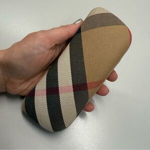 Burberry nova check Black, tan & red plaid glasses case with inside Emblem